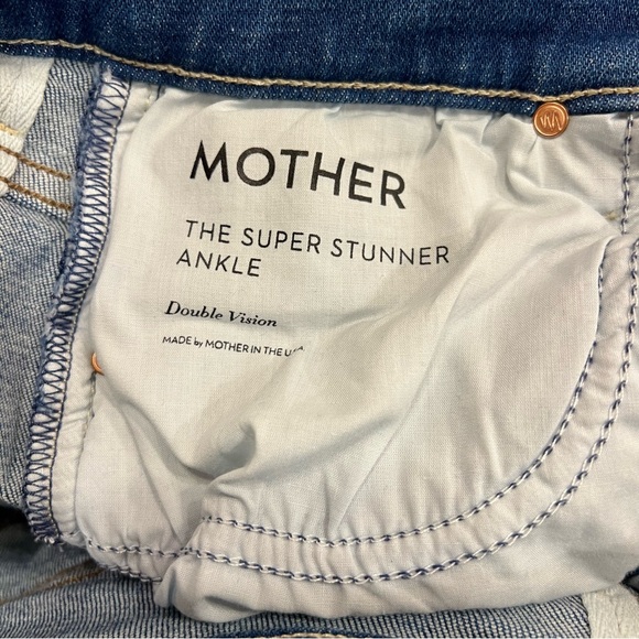 NWOT Mother The Super Stunner Ankle Jeans Double Vision 28 Heart Pocket Painted - Picture 10 of 11